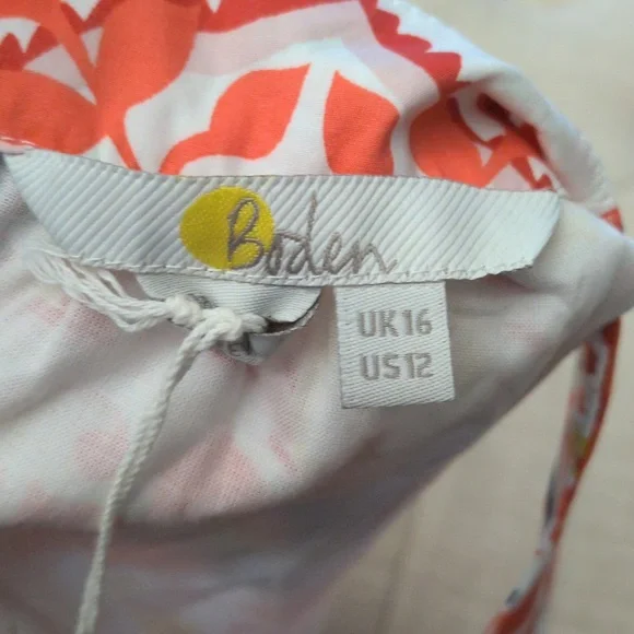 Boden Orange and Cream Floral Crop Top - Picture 2 of 14